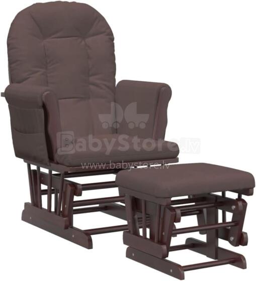 Bebe Basic Rocking Chair with Stool Art.103012 Brown  Supamoji kėdė
