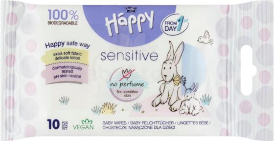 Happy Sensitive Art.104682 Влажные салфетки , 10 шт.