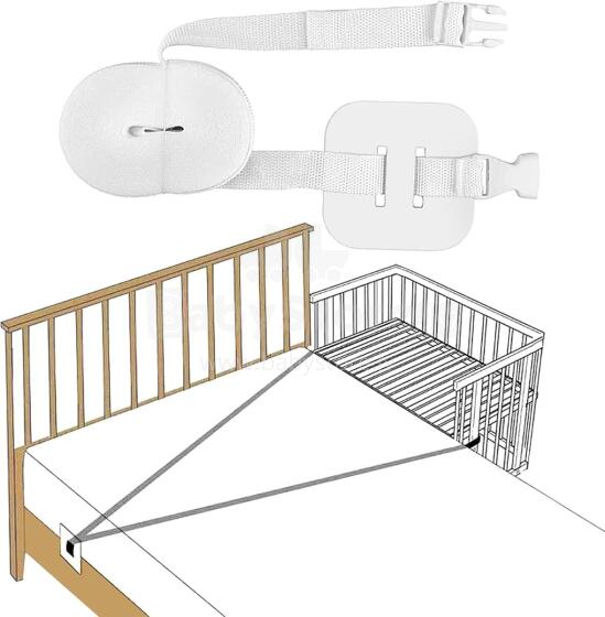 Kidsworld Strap for Baby Cot Art.121970 Side Bed Strap for Box Spring Beds Docking to the Adult Bed (White)