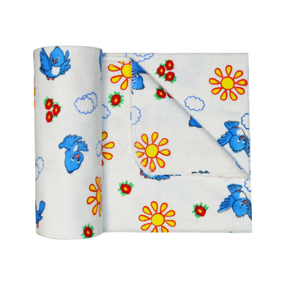 UR Kids Flannel Art.134924 Birds White Flannel swaddle blanket for babies 90x120 cm