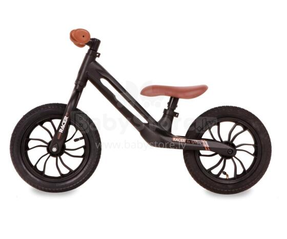 Aga Design Qplay Racer Art.20516 Brown Juodas vaikiškas bėgimo takelis su metaliniu rėmu ir pripučiamais ratais
