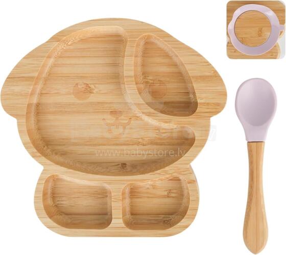 Bamboo Wood Plate Art.148398 Деревянная тарелка с присоской и отсеками