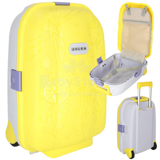 Ikonka Art.KX3964_2 Children's travel case on wheels hand luggage yellow
