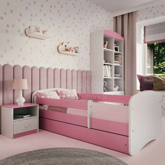 Babydreams pink bed without a pattern with a drawer, mattress 180/80