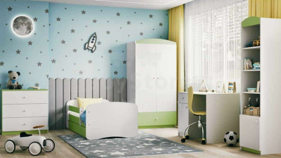 Bed babydreams green without pattern without drawer without mattress 160/80