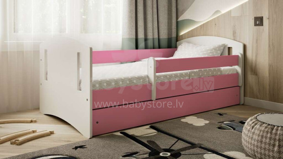 Bed classic 2 pink with drawer with non-flammable mattress 180/80