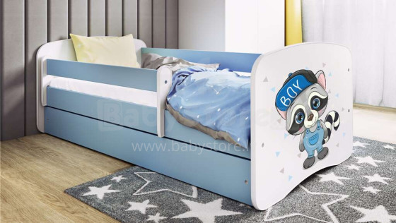 Bed babydreams blue raccoon with drawer with non-flammable mattress 160/80