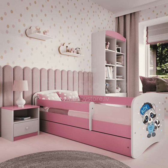 Bed babydreams pink raccoon with drawer with non-flammable mattress 180/80