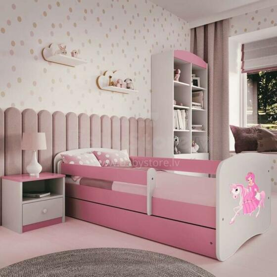 Babydreams pink princess on a horse bed with a drawer latex mattress 180/80