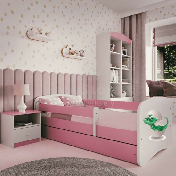 Bed babydreams pink baby dino with drawer with non-flammable mattress 180/80