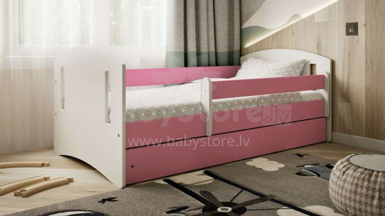 Classic 2 pink bed with drawer, non-flammable mattress 140/80