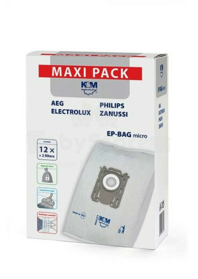 Сумка K&M EP MICRO 12 Philips / Electrolux FC8021, 12 шт.