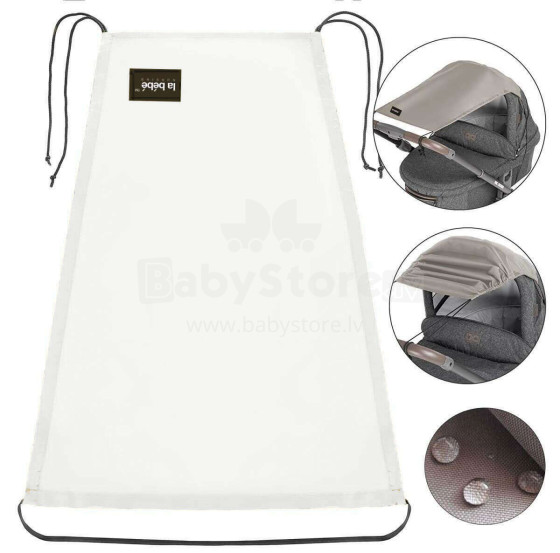 La bebe™ Visor Art.165576 Clear White Universālais saules sargs (aizsargs) bērnu ratiem un autokrēsliem +DĀVANĀ funkcionālā somiņa no ūdens atgrūdošā auduma