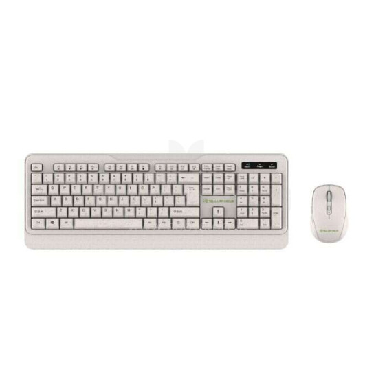 Tellur Green Wireless Keyboard and Mouse Nano Recever Creame