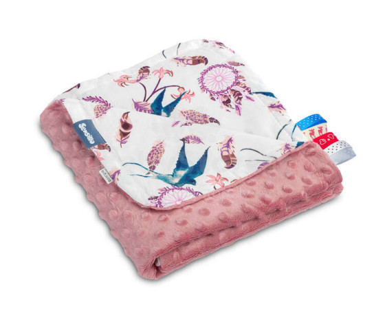 Light Minky Blanket – birds retro pink