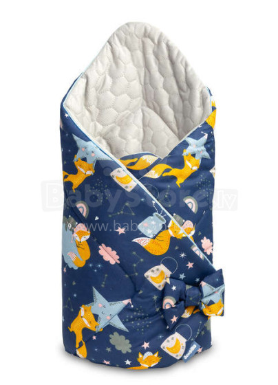 swaddle wrap VELVET NAVY BLUE FOXES 75x75