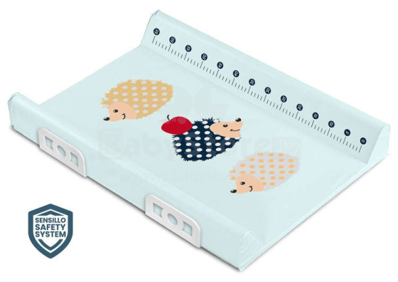Stiffened Changing Pad WITH SAFETY SYSTEM - Hedgehogs mint 70 cm
