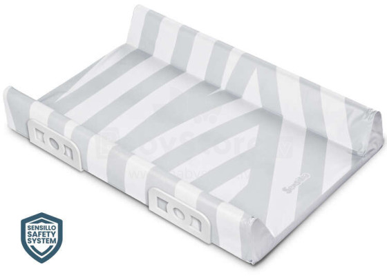 Stiffened Changing Pad with Safety System– PATTERNS STRIPES PLATINUM 70 cm