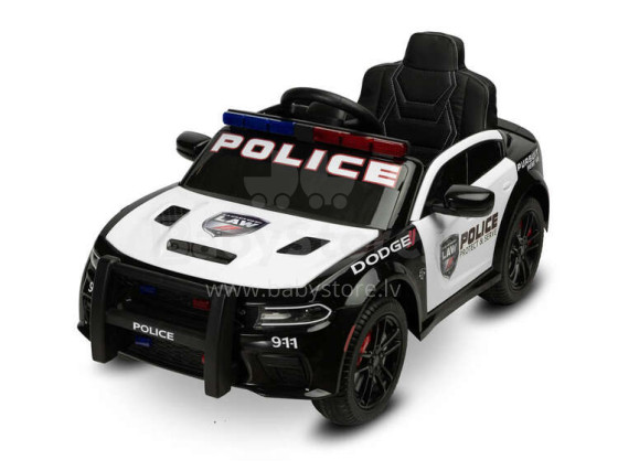 BATTERY RIDE-ON VEHICLE DODGE CHARGER POLICE WHITE