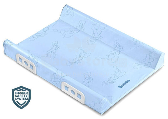 Stiffened Changing Pad with Safety System 70 CM – TRAVEL AEROPLANES - BLUE