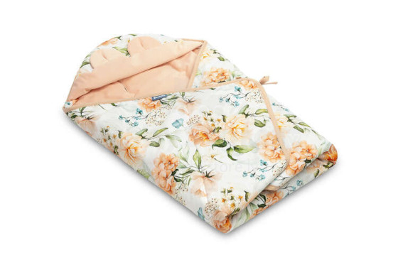 VELVET CARRY-COT SWADDLE BLANKET XL PEONY PEACH