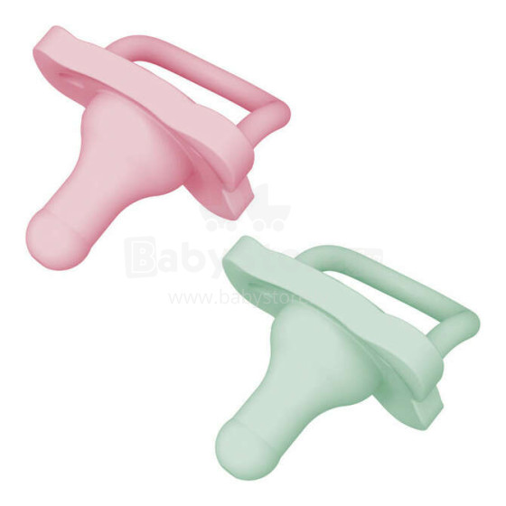 PS12007 SILICONE pacifier PINK AND GREEN (STANDARD BOTTLE TUCK SHAPE)