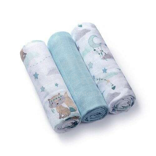 397/12 BAMBOO DIAPERS 3PCS BLUE