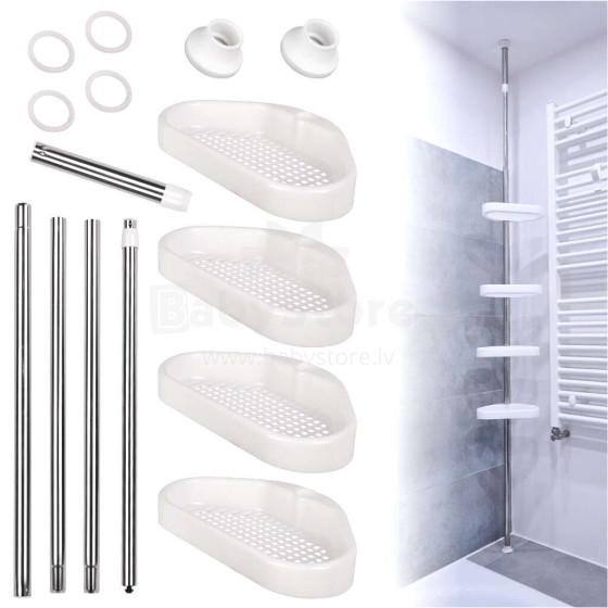 Ikonka Art.KX3985 Bathroom corner shelf telescopic shower 260cm