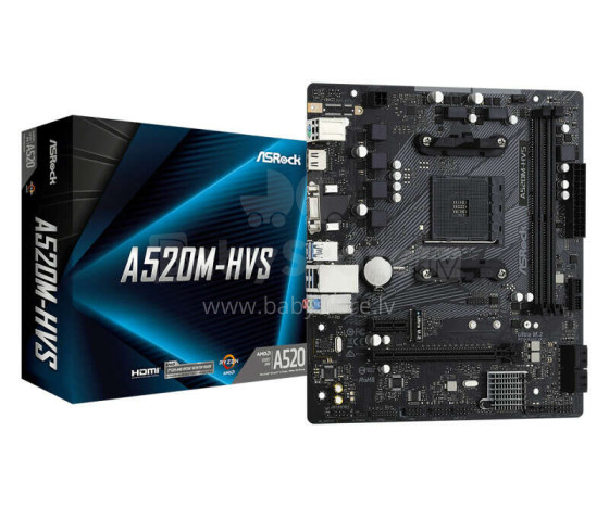 Asrock A520M-HVS AMD A520 ligzda AM4 Micro ATX