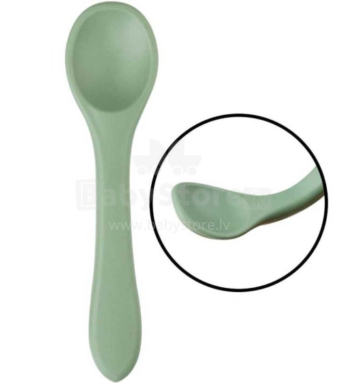 La Bebe™ Basic  Silicone Spoon Art.169082 Misty Green rožės minkštas silikoninis šaukštas (1 vnt.)