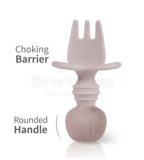 La Bebe™ Basic  Silicone Fork Art.169086 Old Rose Mīkstā silikona dakšiņa 7.8 cm,no 6 mēn