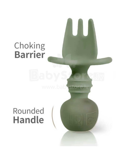 La Bebe™ Basic  Silicone Fork Art.169238 Misty Green rožės minkštas silikoninis šaukštas (1 vnt.)