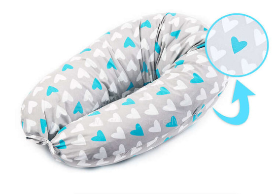 XL Pregnancy Pillow hearts torquoise