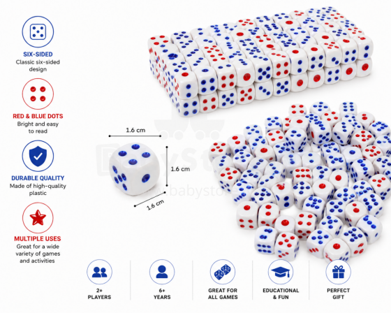 Toi Toys Cube Art.172205 Dice 1.6 cm, 1 pc.