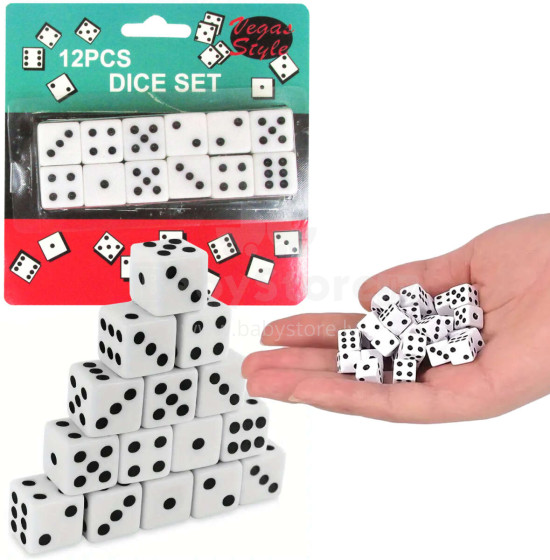 WHITE DICE 12 PIECES