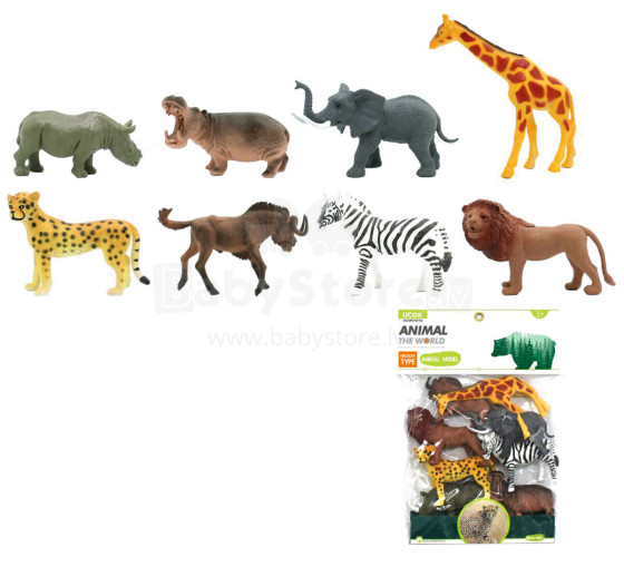 ZOO ANIMALS 8 PIECES