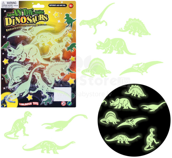 PHOSPHORUS DINOSAUR ORNAMENTS 8 PIECES