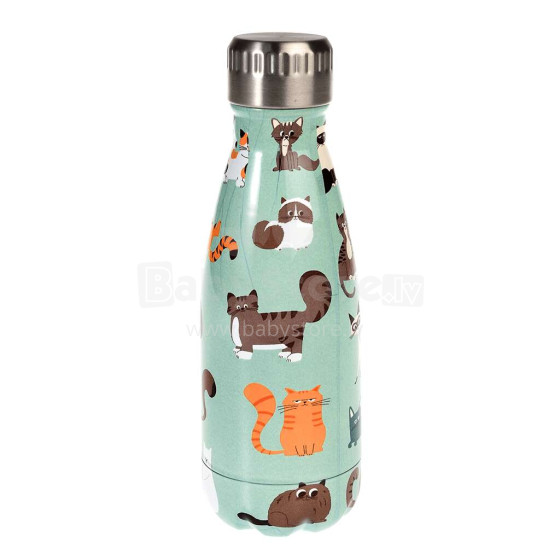 Nine Lives 260ml Stainless Steel Bottle, Rex London