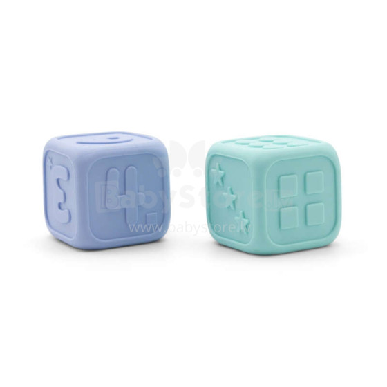 My first dice, soft blue and soft mint, Jellystone Design