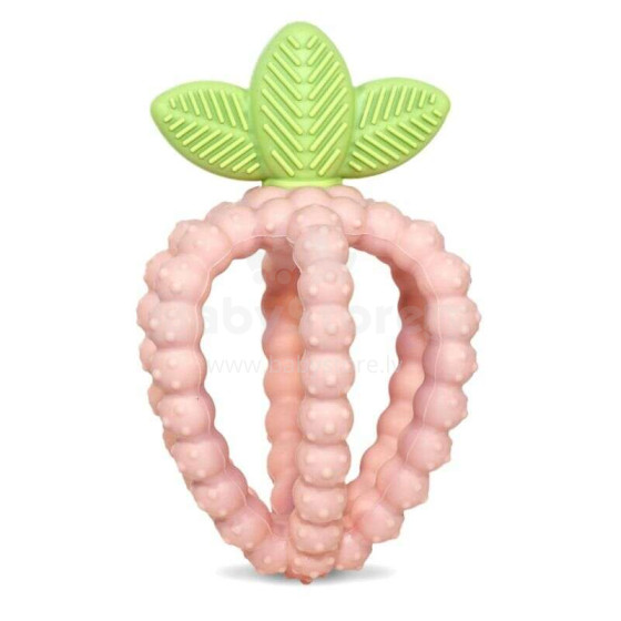 Silicone teether, Juicy Raspberry with leaves, pink, RaZbaby