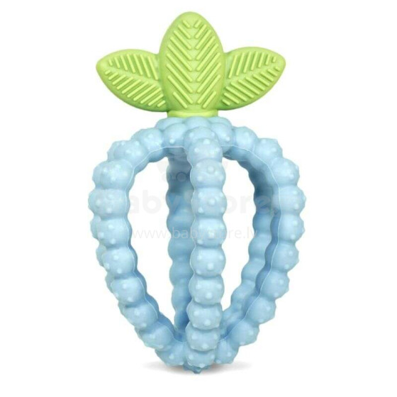 Silicone teether, Juicy Raspberry with leaves, blue, RaZbaby