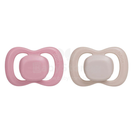 b.box pacifier for newborns and infants twin pack – symmetrical silicone pacifier 0 – 6 months, Berry/Blush