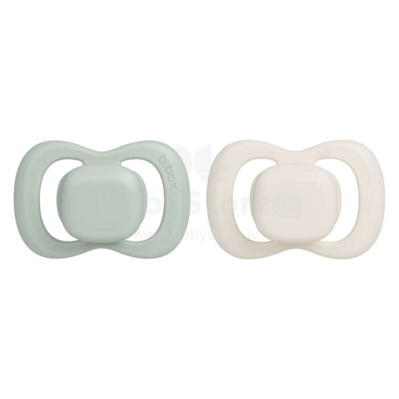 b.box pacifier for newborns and infants twin pack – symmetrical silicone pacifier 0 – 6 months, Sage/Vanilla