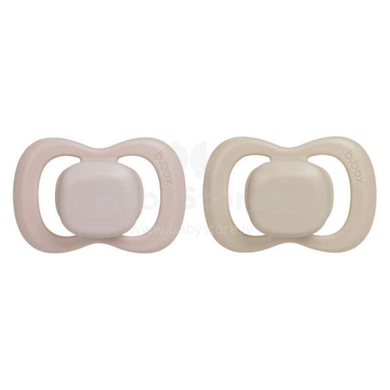 b.box pacifier for newborns and infants twin pack – symmetrical silicone pacifier 0 – 6 months, Blush/Latte