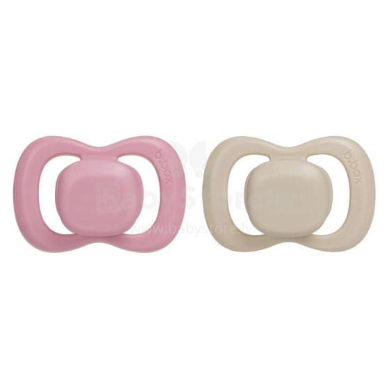 b.box pacifier for newborns and infants twin pack – symmetrical silicone pacifier 6 months+, Berry/Blush