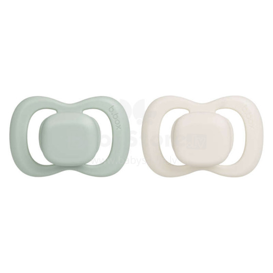 b.box pacifier for newborns and infants twin pack – symmetrical silicone pacifier 6 months+, Sage/Vanilla