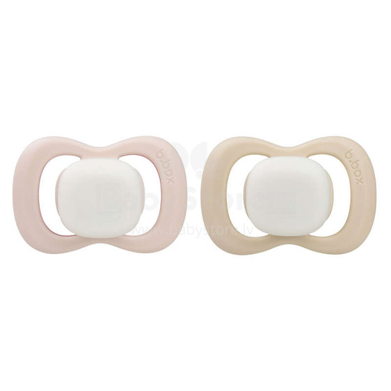 b.box pacifier for newborns and infants twin pack Glow in the dark – symmetrical silicone pacifier 6 months + Blush/Latte