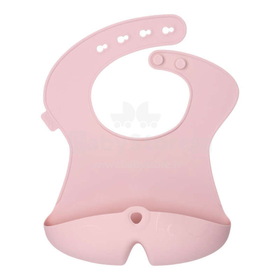 b.box Roll-up silicone bib with an open pocket - a soft bib for children and babies, Blush