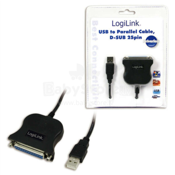 Logilink USB 2.0 adapter to Paralel (LPT)  DB25 , 1,8m DB25, USB A male