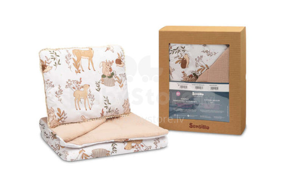 COTTON-MUSLIN SET PACK. THE WOLF AND FRIENDS BEIGE